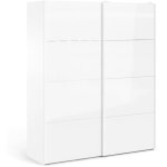 Armoire 2 portes badesse, garde - robe 5 tagres, porte - manteaux, 62x220, 4h cm blanc brillant