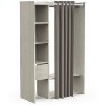 Armoire grand lecteurs, penderie chambre 4 tagres, portemanteau, 49. 9x183h cm chne brun