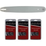 Gt market - guide 45 cm (18 pouces) + lot de 3 chanes 74 maillons - compatible trononneuses stihl ms ...