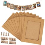 Guirlande de 40 cadres photo en papier kraft couleur cuir de vachette (15, 5 x 11, 5 cm), avec 40 pinces ...