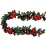 Guirlande artificielle sapin avec d�co boules rouge et poinsettia rouge l 200 cm - feeric christmas
