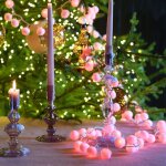 Guirlandes boules de coton lumineuses rouge