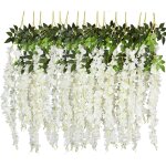 Guirlande de fleurs artificielles en rotin, 12 pi�ces, 110 cm, pour d�coration de f�te, mariage, maison, ...