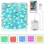 Guirlande lumineuse 16 couleurs, alimente par piles et usb, 10 m, 100 led, avec tlcommande, botier ...
