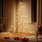 Guirlande lumineuse pour arbre de nol avec anneaux, 400 leds 16 brins, rideau d'arbre  leds pour dcoration ...