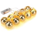 Guirlande lumineuse boule disco led, mini boules disco, ornement d'arbre, boules disco � piles pour no�l ...
