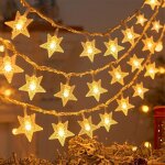 Guirlande lumineuse de etoile, 6m 40 pcs led guirlande lumineuse sapin de noel, etoile lumineuse, guirlande ...