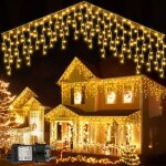Guirlande lumineuse ext�rieure, 10m 400 led rideau lumineux no�l avec �tanche minuterie 8 modes m�moire ...