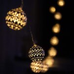 Guirlande lumineuse marocaine, � pile, 3m 20 globes lumineux en m�tal argent� pour d�coration int�rieure, ...