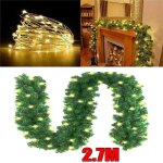 Guirlande lumineuse de nol artificielle en sapin avec lumires blanc chaud pour porte, fentre, balustrade, ...