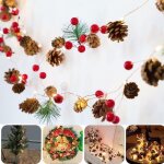 Guirlande lumineuse de no�l avec c�ne de pin rouge berry bell 200cm guirlande lumineuse pomme de pin, ...