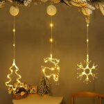 Guirlandes lumineuses de nol pour fentre, dcorations de nol pour fentre, flocons de neige  led, ...