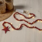 Guirlande lumineuse de no�l star trading 'beady' avec perles en bois et �toile en naturel, piles + minuteur, ...