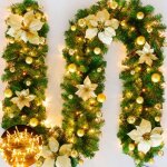 Guirlande de nol de 2, 7 m avec lumires led, guirlande de nol dcorative en rotin artificiel pour ...