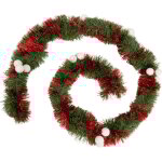 Guirlande de nol boa large 10 cm vert et rouge avec dco longueur 2. 7 mtres - feeric christmas