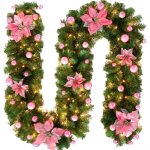 Guirlande de nol impermable 2, 7 m - dcoration pour sapin, porte et escaliers - ftes de nol (rose) ...