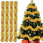 Guirlande de noel sapin, 4pcs guirlandes tinsel no�l, guirlande sapin 2m, guirlande tinsel m�tallique ...