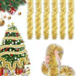 Guirlande de nol sapin, 6 pices x 2 m tinsel or et argent, dcorations mtalliques pour sapin de nol ...