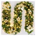 Guirlande de noël, guirlande sapin noel artificiel, 270 cm couronnes et guirlandes de noël avec led fleur ... Guirlande de noël, guirlande sapin noel artificiel, 270 cm couronnes et guirlandes de noël avec led fleur ...