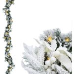 Guirlande de sapin led avec neige et fleurs claire blanc chaud - 183 cm / 35 led - guirlande de nol ...
