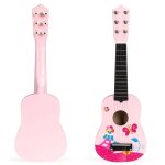 Guitare enfant en bois cordes metal rose ecotoys Guitare enfant en bois cordes metal rose ecotoys