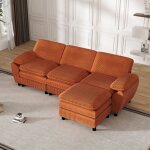 Gutent - canap modulable, canap  deux coussins, velours lampadaire, avec housse amovible, orange