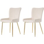 Gutent - chaise de salle � manger en velours, chaise longue avec quatre pieds en m�tal dor�, beige - ...