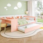 Gutent - lit en bois 140x200 cm avec bureau et lit escamotable, lit double (sans matelas), avec étagères ... Gutent - lit en bois 140x200 cm avec bureau et lit escamotable, lit double (sans matelas), avec étagères ...