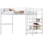 Lit mezzanine 140 x 200, construction m�tallique robuste avec un espace de rangement g�n�reux sous le ...