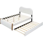 Gutent - lit rembourr� avec lit gigogne pratique, design minimaliste, blanc - 140x200 cm