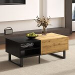 Gutent - table basse, table de salon avec structure en bloc de couleur, avec compartiments et tiroirs, ...