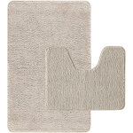 Lot de 2 tapis de bain polyester 50x80cm + contour ecru
