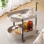 Guyii table de bar utilitaire en m�tal � 2 niveaux, chariot de service � roulettes avec poign�e, table ...