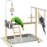 Gymnase en bois naturel ? aire de jeux compl�te pour perruches, calopsittes et perroquets