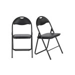 H. j wedoo - lot de 2 chaises pliantes noires en coussin de siège en pu et pieds en métal style classique ... H. j wedoo - lot de 2 chaises pliantes noires en coussin de siège en pu et pieds en métal style classique ...