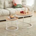 H. j wedoo - lot de 2 tables basses gigognes style scandinave - tables basses rondes pour salon - 60 ...