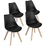 H. j wedoo - lot de 4 chaises de salle  manger scandinaves, chaises rtro bois de htre massif - noir ...