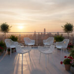 H. j wedoo lot de 6 chaises de jardin, chaises d'ext�rieur en plastique, pour terrasse et balcon, pieds ...