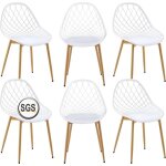 Lot de 6 chaises de jardin, chaise de jardin exterieur chaise exterieur de terrasse, avec pieds en mtal, ...