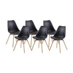 Lot de 6 chaises de salle  manger rembourres avec pieds en bois de htre massif pour salle  manger, ...