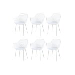 H. j wedoo - lot de 6 fauteuil chaises blanc plastique scandinave chaise de salle  manger