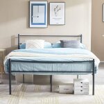 H. j wedoo - cadre de lit double 140 x 190 cm sommier support  lattes en mtal rangement sous le lit ...