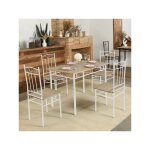 Ensemble table  manger 109x 69x 75 cm et 4 chaises - htre clair et blanc - style industriel, pour cuisine, ...
