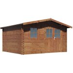 Habitat et jardin - abri de jardin en bois traité marron autoclave 'valmont' - 14 m² - 28 mm Habitat et jardin - abri de jardin en bois traité marron autoclave 'valmont' - 14 m² - 28 mm