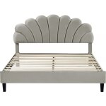 Habitat et jardin - lit coquillage en velours 'manon' - 160 x 200 cm - gris