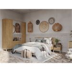 Habitat et jardin - lit double 'craft' - 160 x 200 cm - marron / blanc