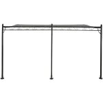 Pergola tonnelle adoss�e en m�tal - 3 x 4 m - gris