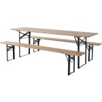 Table de jardin brasserie pliante avec 2 bancs   lisbonne   - 218 x 59, 5 x 75 cm - marron