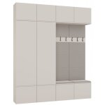 Haga - ensemble d?entr�e avec 2 armoires + 2 porte - manteaux 6 crochets + banc 200x35x238 cm - beige ...