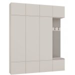 Haga - ensemble d?entr�e avec 3 armoires + porte - manteau + banc 200x35x238 cm - beige cachemire